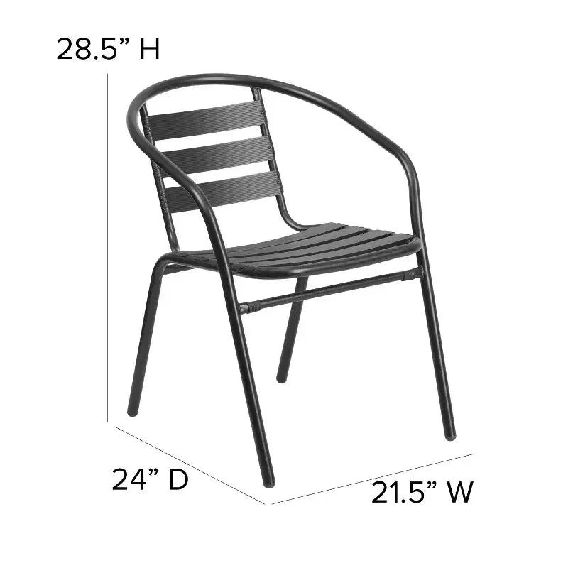 Set Tavolo Quadrato da Interno-Esterno Emma and Oliver da 31,5" in Alluminio con 4 Sedie a Doghe