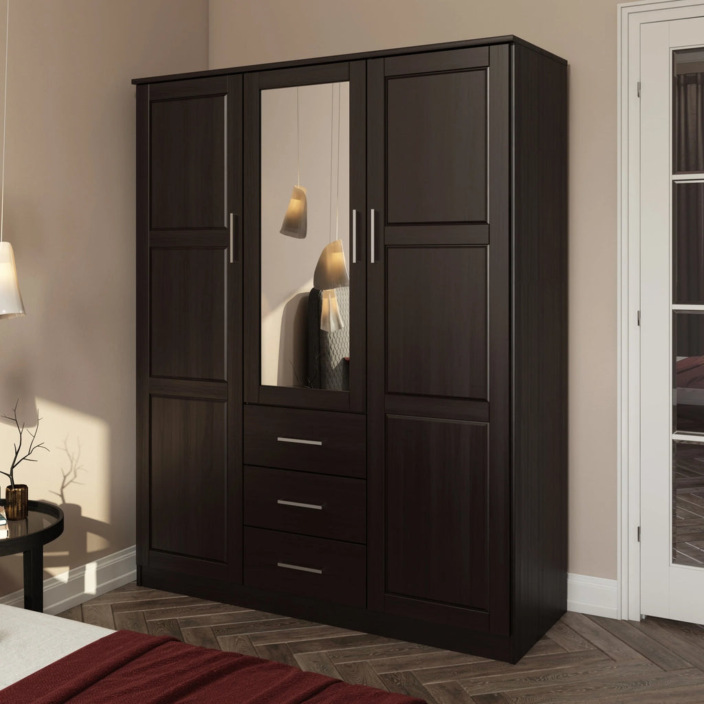 Palace Imports Armadio a 3 ante Cosmo 100% legno massello con ante in legno massello o a specchio