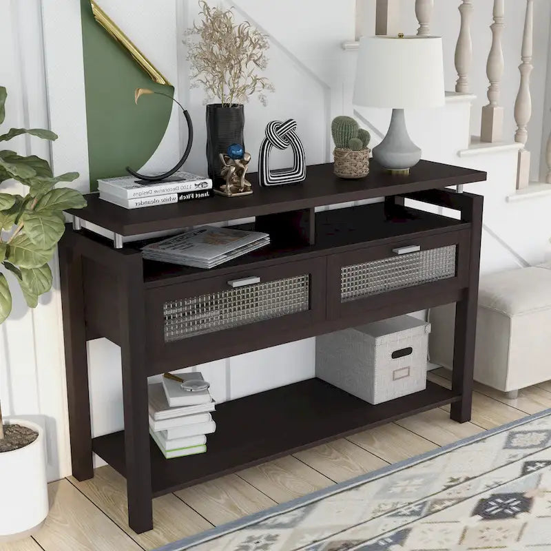 Tavolino da divano Posa Modern Espresso 47 pollici a 2 ripiani di Furniture of America