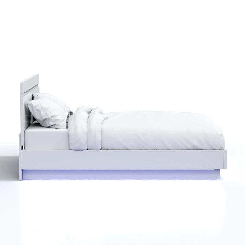 Letto a piattaforma Margatta Moderno con luci LED bianche di Furniture of America