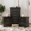 Furniture of America Devi Set Comodino e Cassettiera Tradizionali a 3 Pezzi in Legno Massello