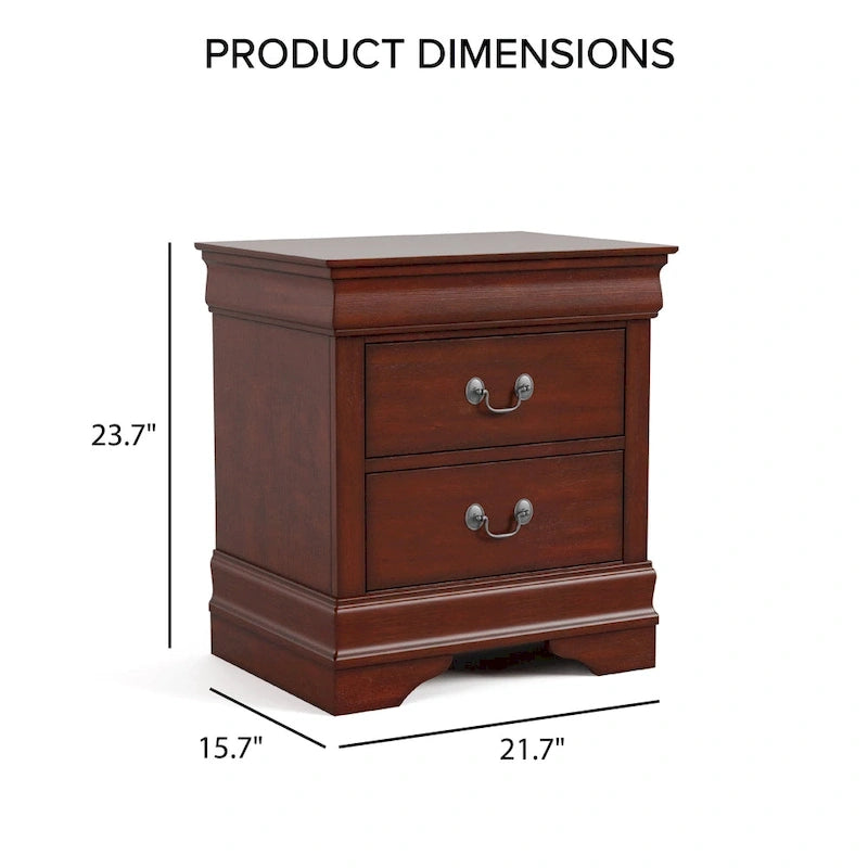 Furniture of America Devi Set Comodino e Cassettiera Tradizionali a 3 Pezzi in Legno Massello