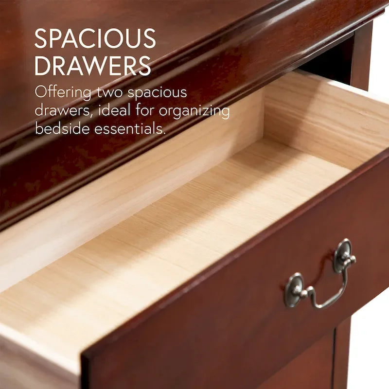 Furniture of America Devi Set Comodino e Cassettiera Tradizionali a 3 Pezzi in Legno Massello