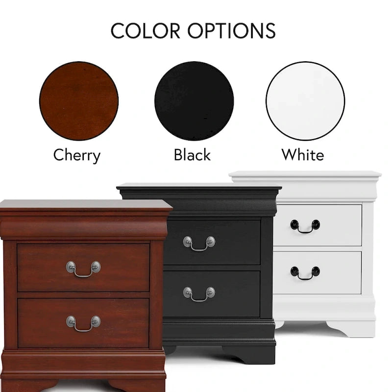 Furniture of America Devi Set Comodino e Cassettiera Tradizionali a 3 Pezzi in Legno Massello
