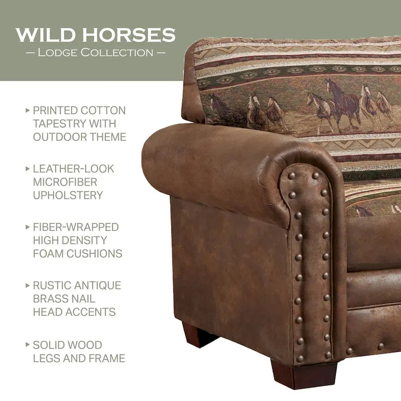 Poltrona American Furniture Classics Modello 8501-00-40 Wild Horses con Pouf Abbinato