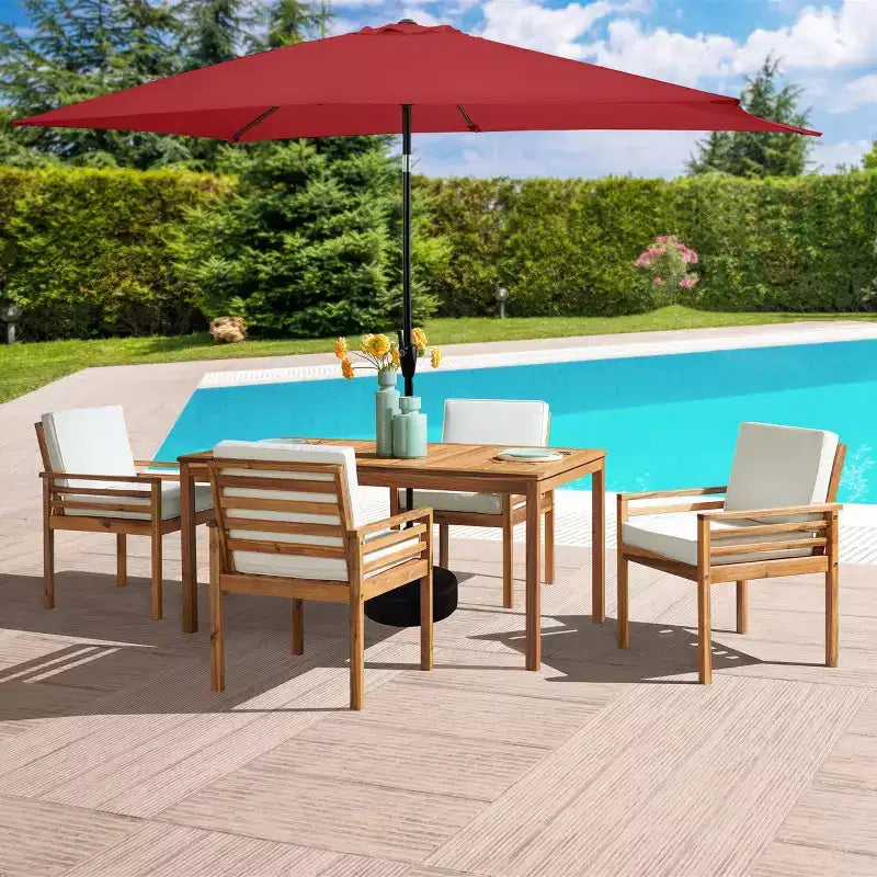 Alaterre Furniture 6pc Outdoor Patio Dining Set, Okemo Table with 10' Rectangular Umbrella
