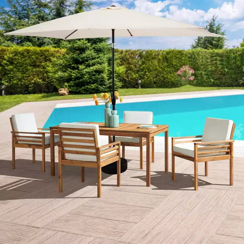 Alaterre Furniture 6pc Outdoor Patio Dining Set, Okemo Table with 10' Rectangular Umbrella