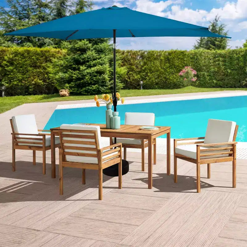 Alaterre Furniture 6pc Outdoor Patio Dining Set, Okemo Table with 10' Rectangular Umbrella