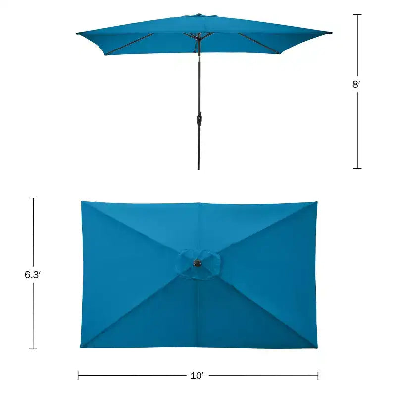 Alaterre Furniture 6pc Outdoor Patio Dining Set, Okemo Table with 10' Rectangular Umbrella