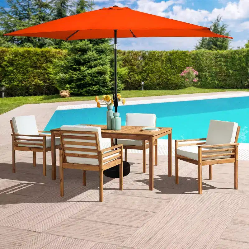 Alaterre Furniture 6pc Outdoor Patio Dining Set, Okemo Table with 10' Rectangular Umbrella