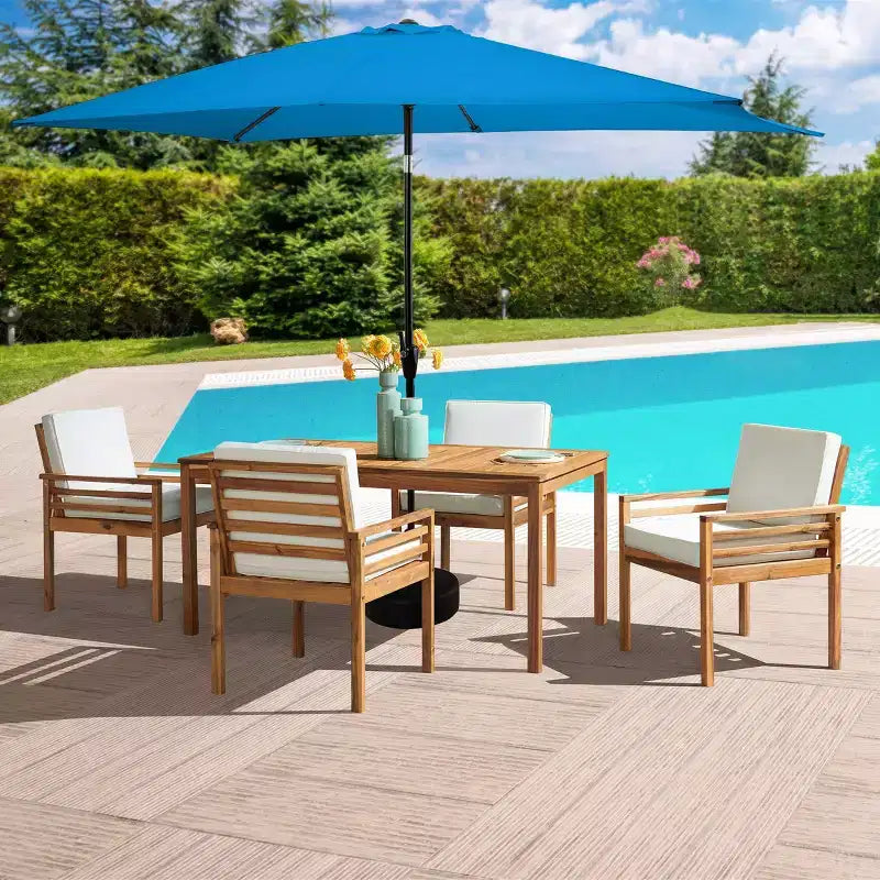 Alaterre Furniture 6pc Outdoor Patio Dining Set, Okemo Table with 10' Rectangular Umbrella