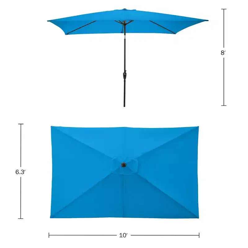 Alaterre Furniture 6pc Outdoor Patio Dining Set, Okemo Table with 10' Rectangular Umbrella