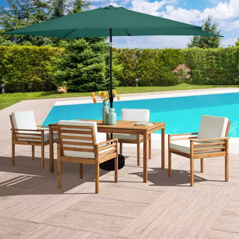 Alaterre Furniture 6pc Outdoor Patio Dining Set, Okemo Table with 10' Rectangular Umbrella