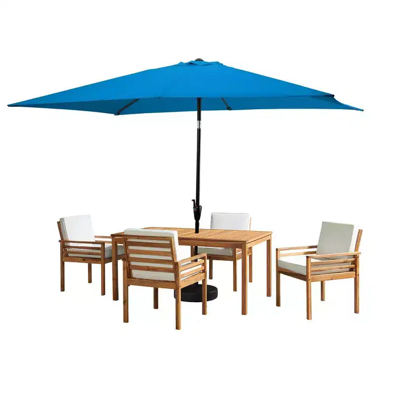 Alaterre Furniture 6pc Outdoor Patio Dining Set, Okemo Table with 10' Rectangular Umbrella
