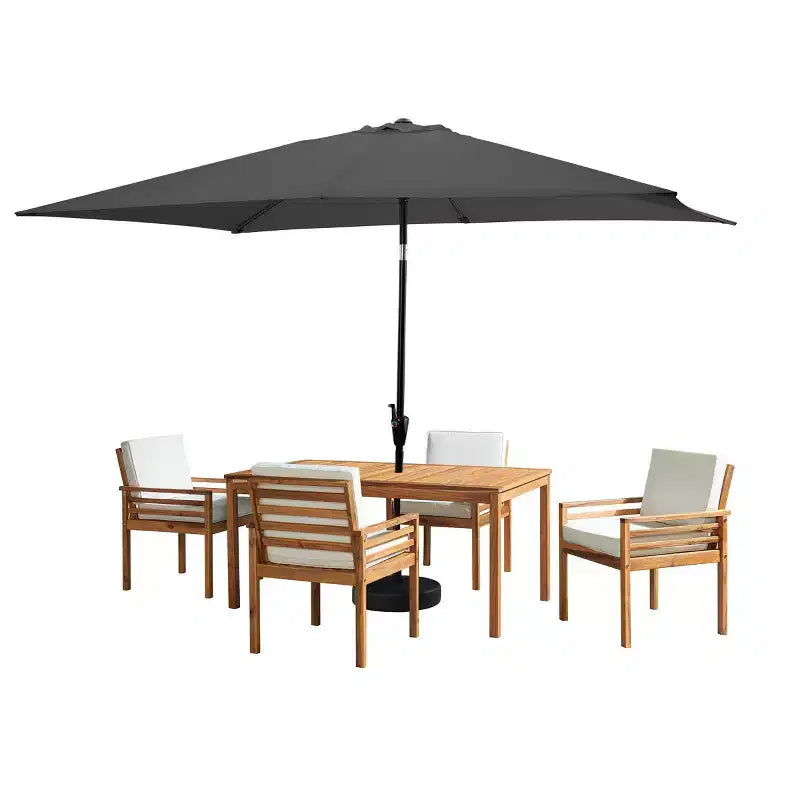 Alaterre Furniture 6pc Outdoor Patio Dining Set, Okemo Table with 10' Rectangular Umbrella