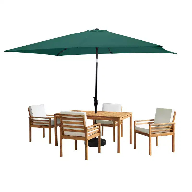 Alaterre Furniture 6pc Outdoor Patio Dining Set, Okemo Table with 10' Rectangular Umbrella