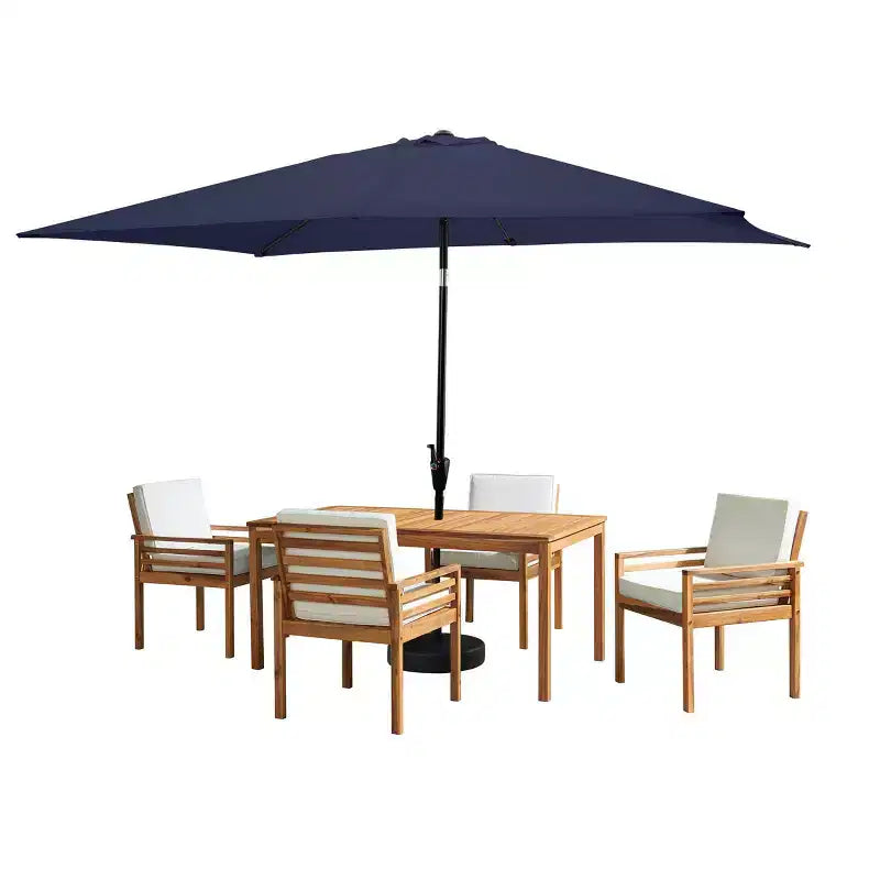Alaterre Furniture 6pc Outdoor Patio Dining Set, Okemo Table with 10' Rectangular Umbrella