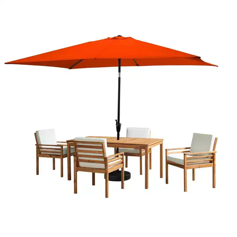 Alaterre Furniture 6pc Outdoor Patio Dining Set, Okemo Table with 10' Rectangular Umbrella