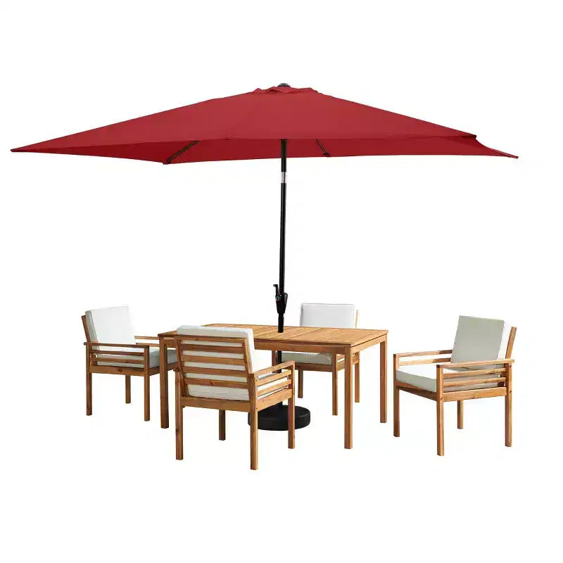 Alaterre Furniture 6pc Outdoor Patio Dining Set, Okemo Table with 10' Rectangular Umbrella