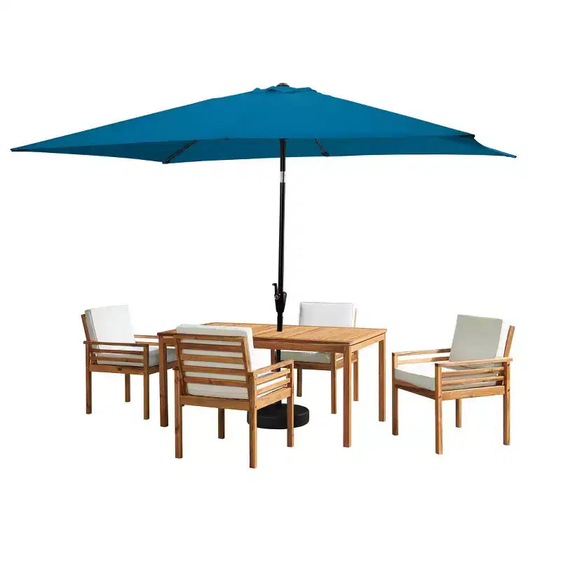 Alaterre Furniture 6pc Outdoor Patio Dining Set, Okemo Table with 10' Rectangular Umbrella