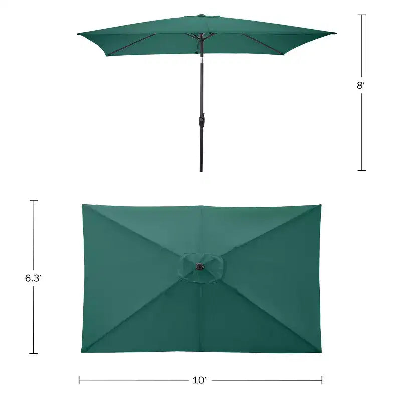 Alaterre Furniture 8pc Outdoor Patio Dining Set, Okemo Table with 10' Rectangular Umbrella