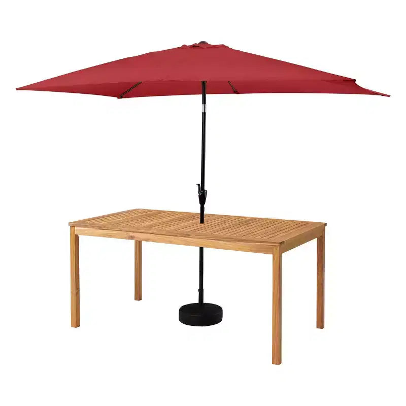 Alaterre Furniture 8pc Outdoor Patio Dining Set, Okemo Table with 10' Rectangular Umbrella