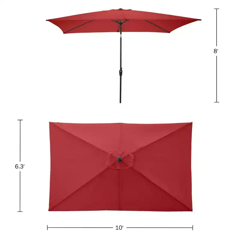 Alaterre Furniture 8pc Outdoor Patio Dining Set, Okemo Table with 10' Rectangular Umbrella