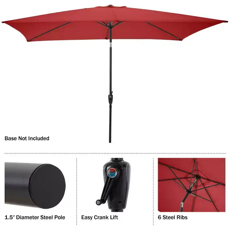 Alaterre Furniture 8pc Outdoor Patio Dining Set, Okemo Table with 10' Rectangular Umbrella