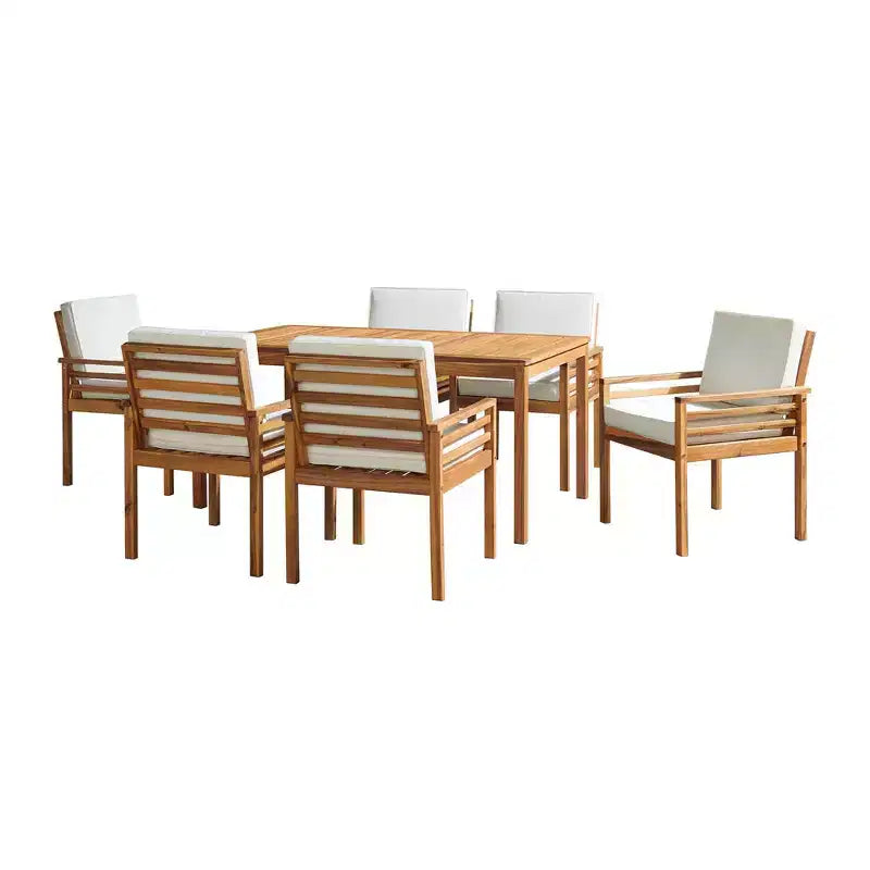 Alaterre Furniture 8pc Outdoor Patio Dining Set, Okemo Table with 10' Rectangular Umbrella