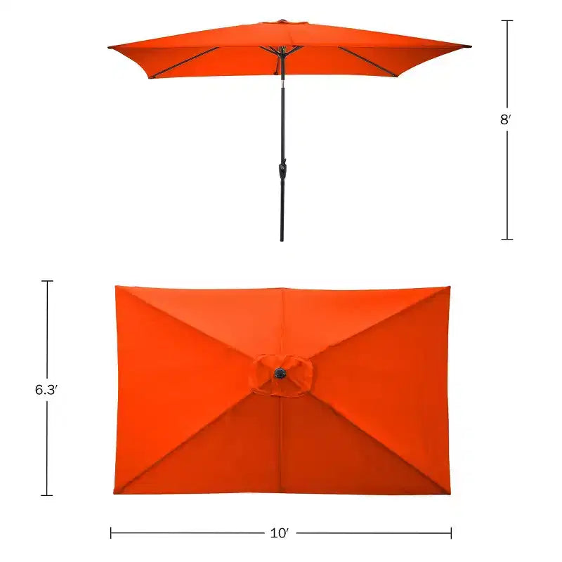 Alaterre Furniture 8pc Outdoor Patio Dining Set, Okemo Table with 10' Rectangular Umbrella