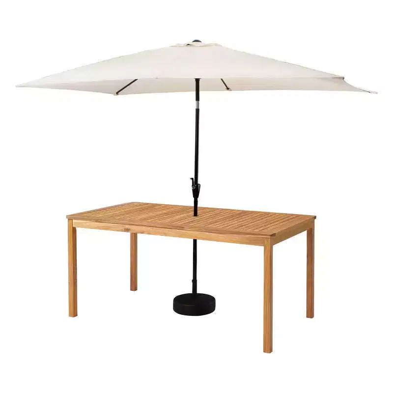 Alaterre Furniture 8pc Outdoor Patio Dining Set, Okemo Table with 10' Rectangular Umbrella