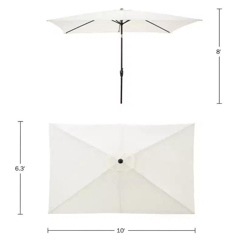 Alaterre Furniture 8pc Outdoor Patio Dining Set, Okemo Table with 10' Rectangular Umbrella