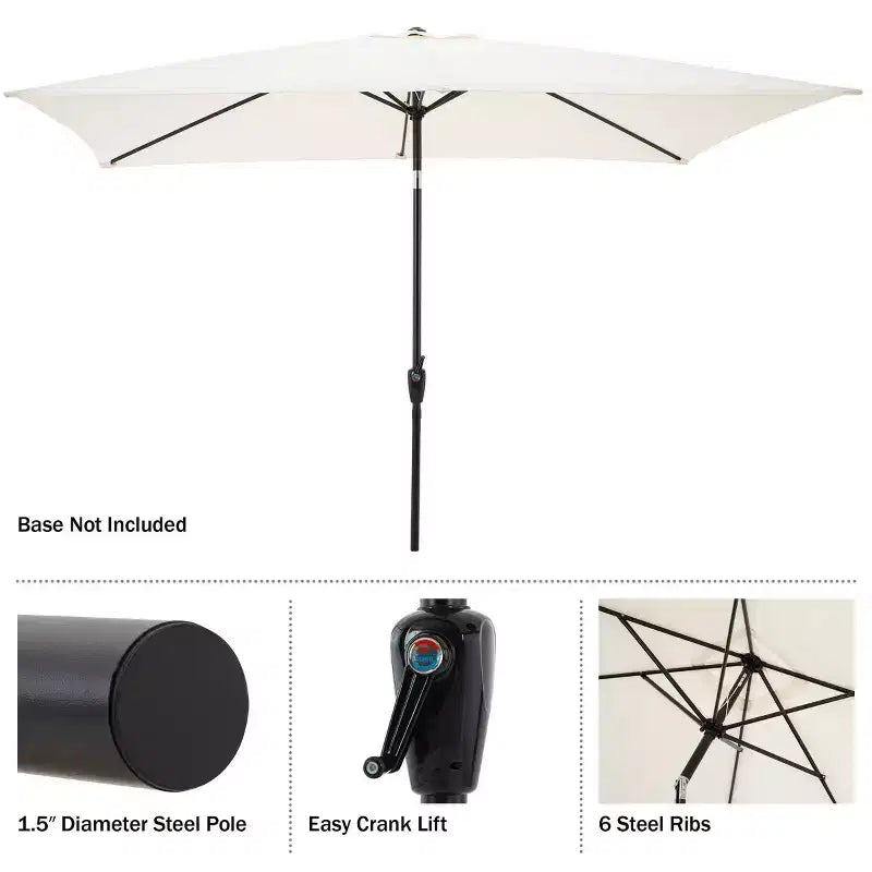 Alaterre Furniture 8pc Outdoor Patio Dining Set, Okemo Table with 10' Rectangular Umbrella