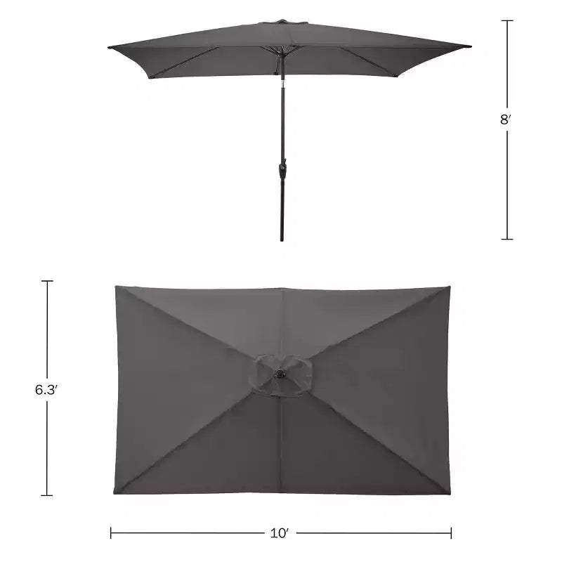 Alaterre Furniture 8pc Outdoor Patio Dining Set, Okemo Table with 10' Rectangular Umbrella