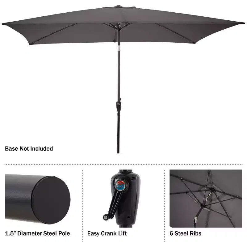 Alaterre Furniture 8pc Outdoor Patio Dining Set, Okemo Table with 10' Rectangular Umbrella