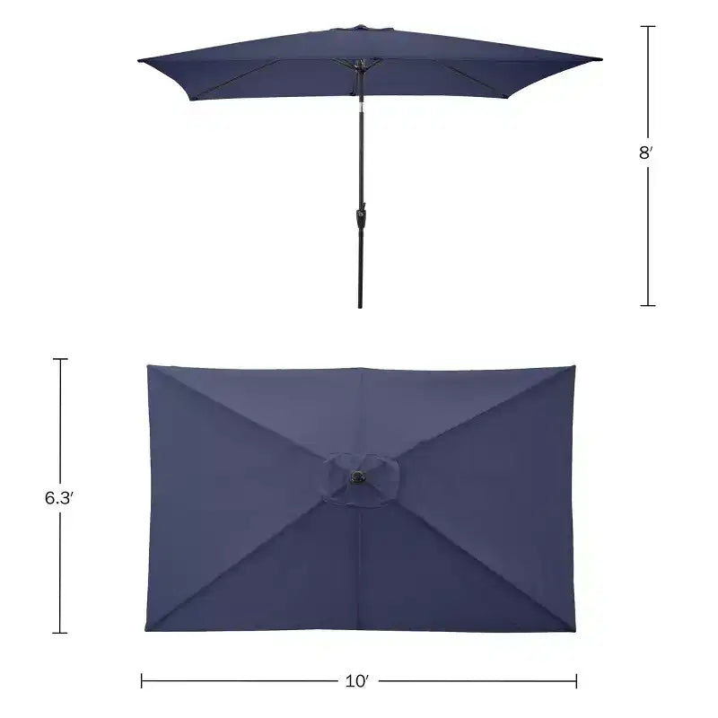 Alaterre Furniture 8pc Outdoor Patio Dining Set, Okemo Table with 10' Rectangular Umbrella