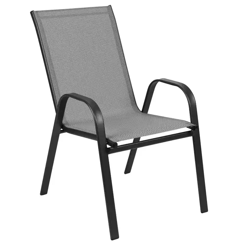 Set da pranzo da esterno 5 pezzi Emma e Oliver con tavolo da patio con ripiano in vetro temperato e 4 sedie impilabili in Textilene Flex Comfort