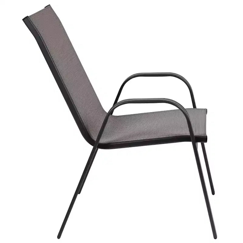 Set da pranzo da esterno 5 pezzi Emma e Oliver con tavolo da patio con ripiano in vetro temperato e 4 sedie impilabili in Textilene Flex Comfort