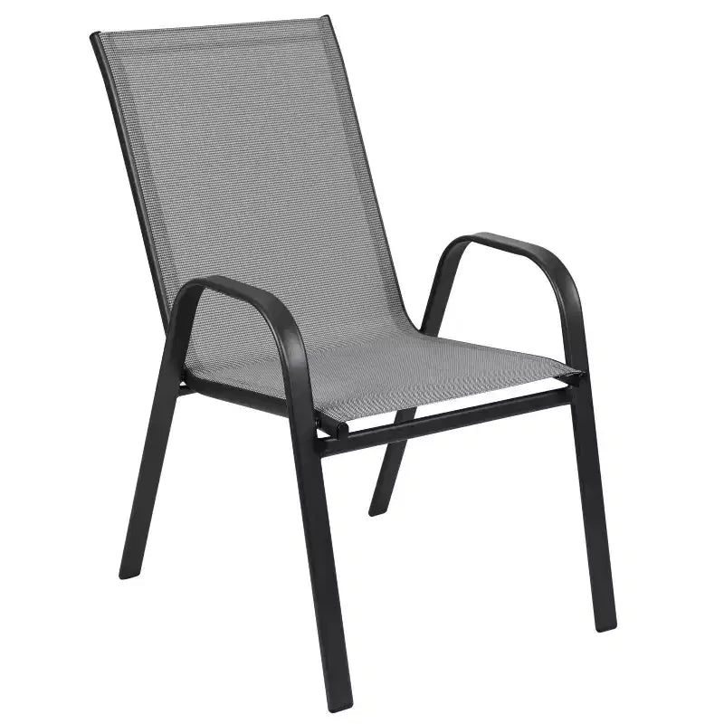 Set da pranzo da esterno 5 pezzi Emma e Oliver con tavolo da patio con ripiano in vetro temperato e 4 sedie impilabili in Textilene Flex Comfort