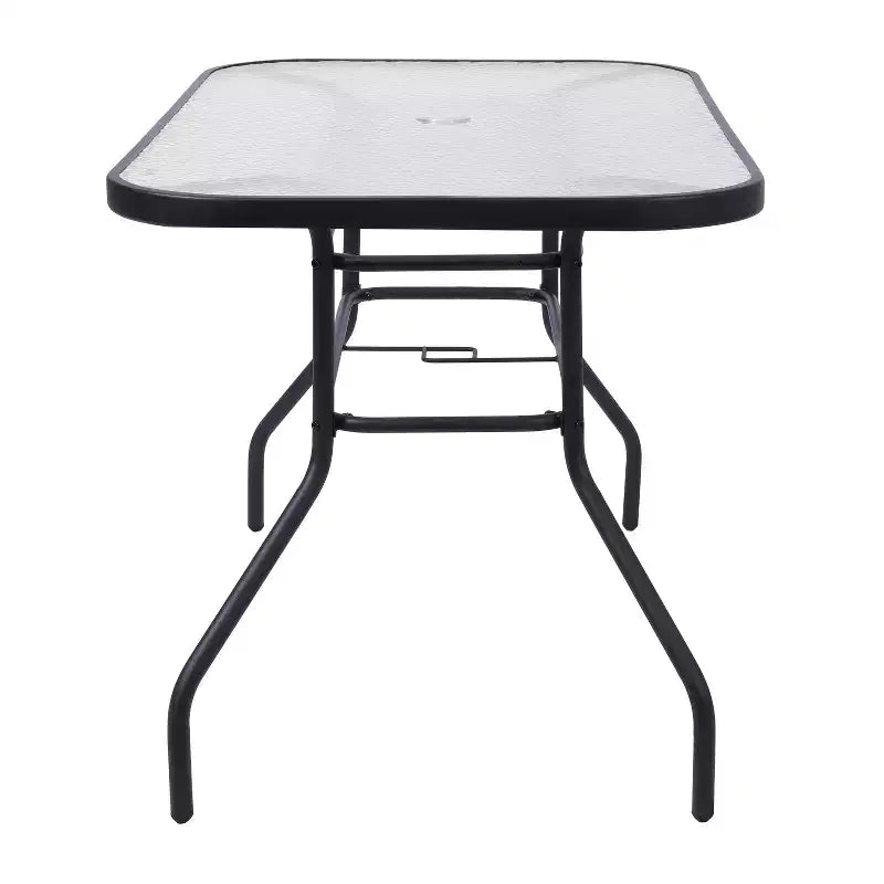 Set da pranzo da esterno 5 pezzi Emma e Oliver con tavolo da patio con ripiano in vetro temperato e 4 sedie impilabili in Textilene Flex Comfort