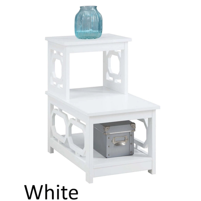 2 Step Chairside End Table - Espresso, White, Black - Multi-Person Use