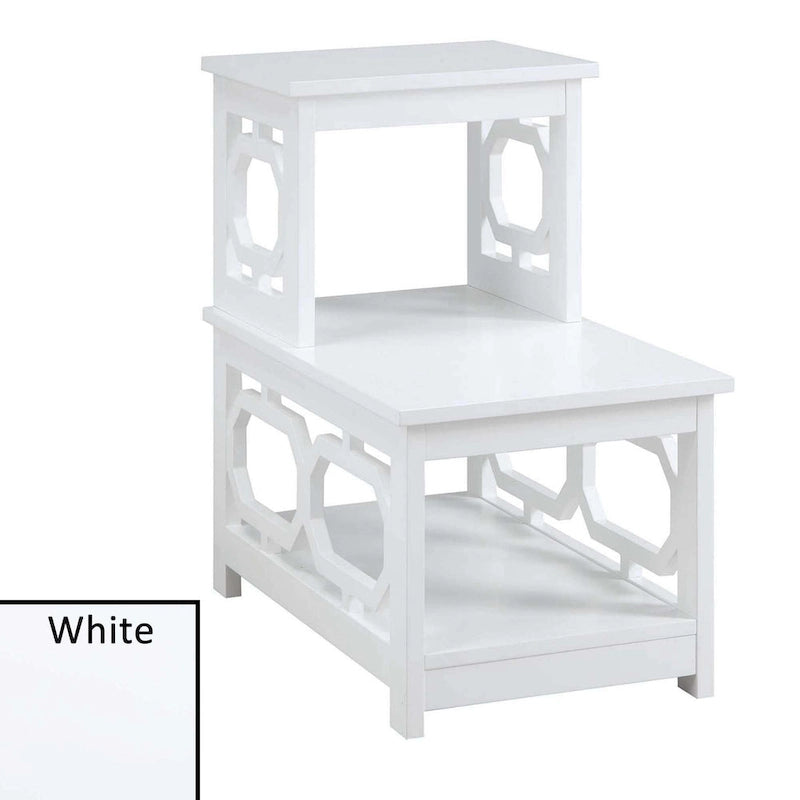 2 Step Chairside End Table - Espresso, White, Black - Multi-Person Use