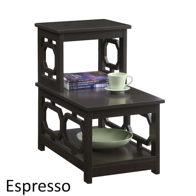 2 Step Chairside End Table - Espresso, White, Black - Multi-Person Use