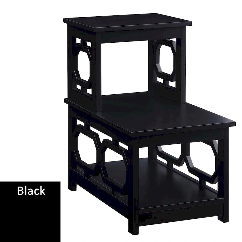 2 Step Chairside End Table - Espresso, White, Black - Multi-Person Use