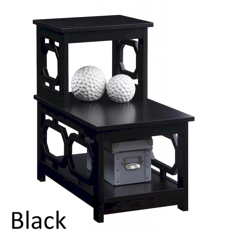 2 Step Chairside End Table - Espresso, White, Black - Multi-Person Use