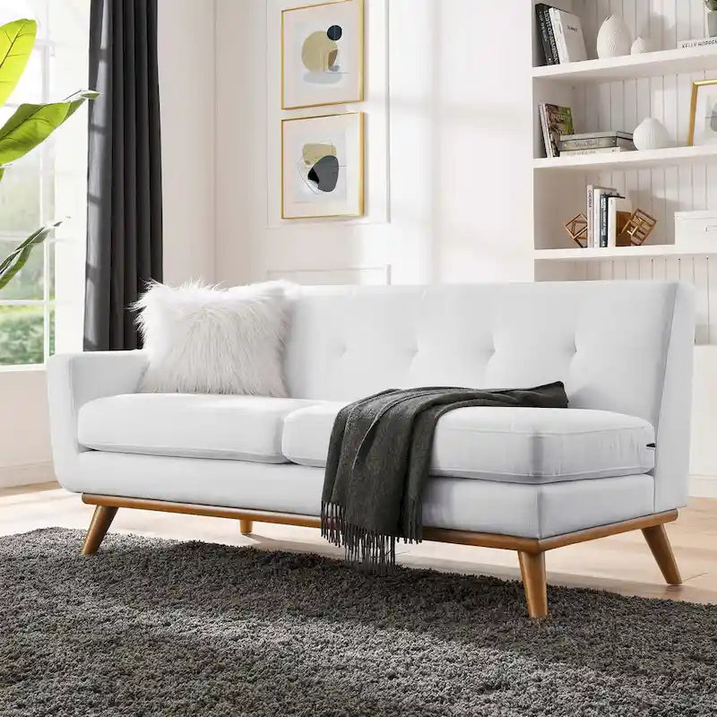 Divanetto Imbottito Moderno Mid-century Lato Sinistro, Azure