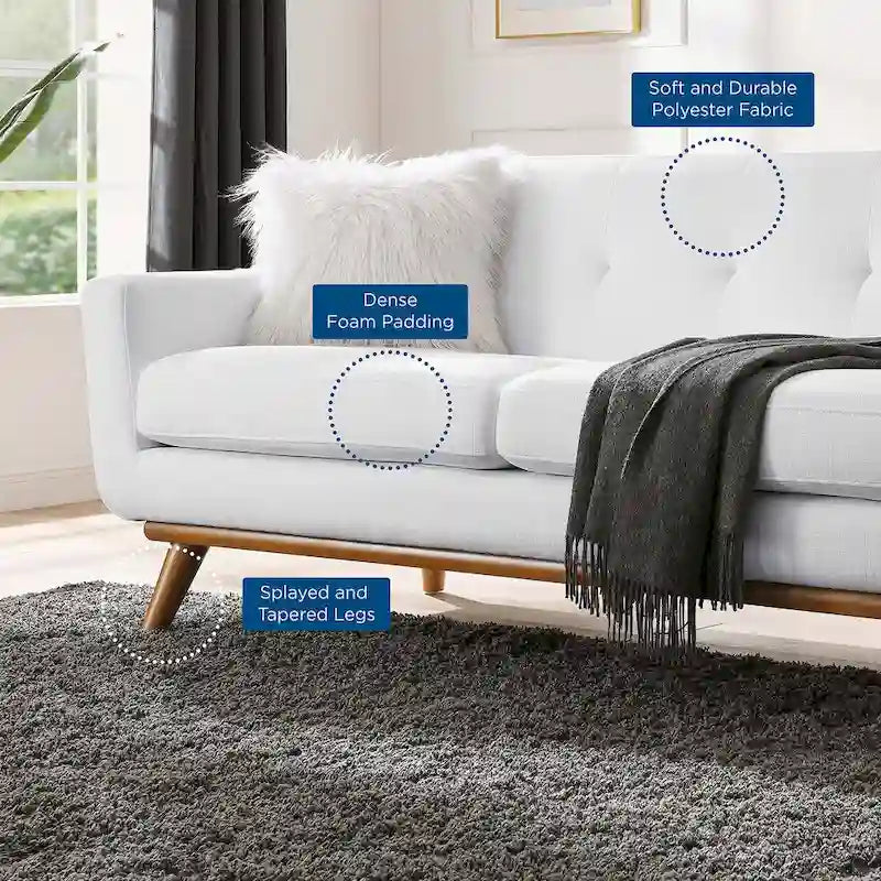 Divanetto Imbottito Moderno Mid-century Lato Sinistro, Azure