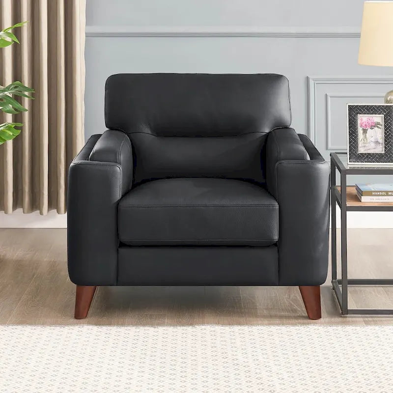 Sedia in Pelle Primo Fiore Hydeline Elm con Piume, Memory Foam e Molle