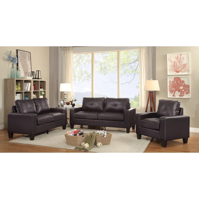 Divano Newbury a braccioli svasati in ecopelle, larghezza 58 pollici - 32L x 58P x 36A