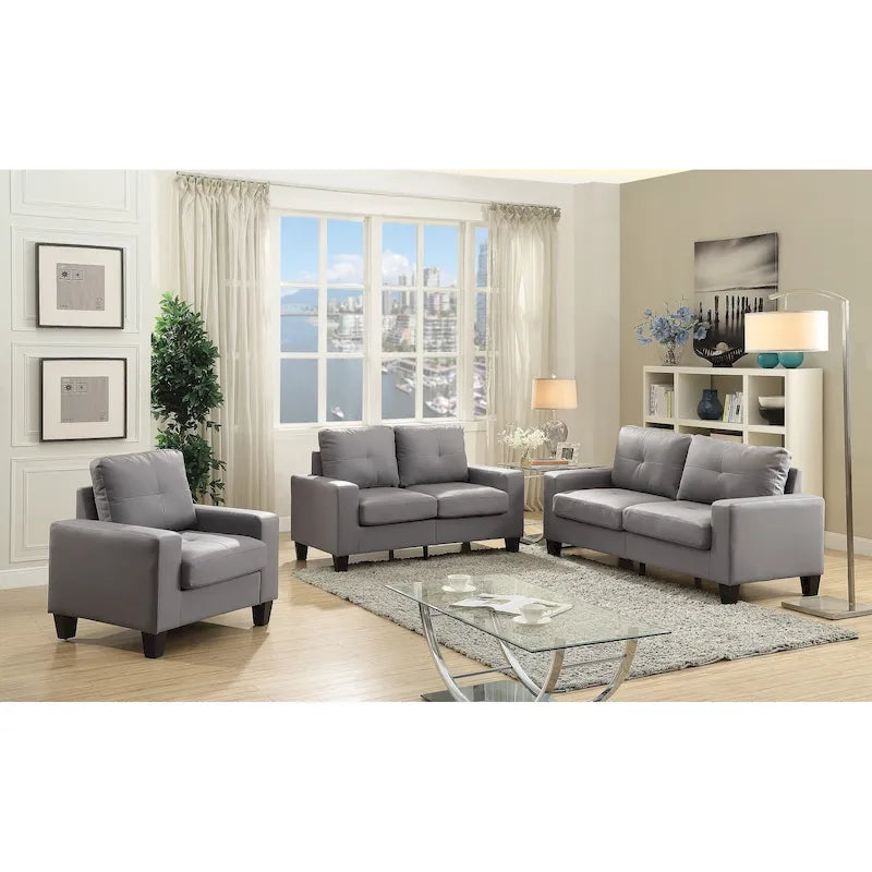 Divano Newbury a braccioli svasati in ecopelle, larghezza 58 pollici - 32L x 58P x 36A